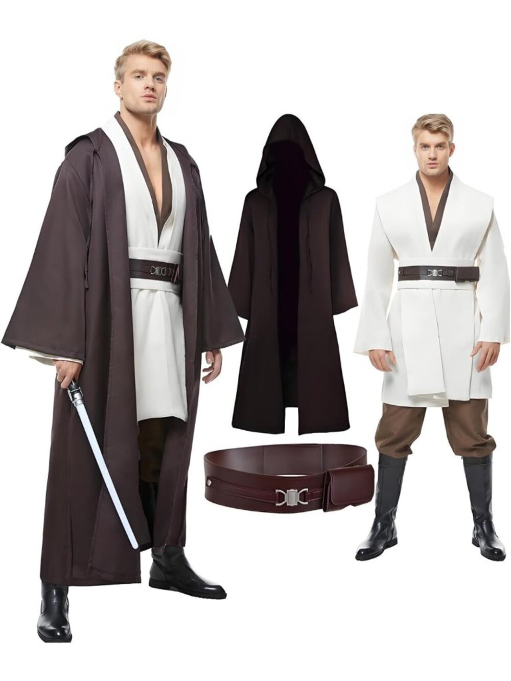 Men's Hooded Tunic Cosplay Costume for Halloween, Fantasy & Role Play Outfit